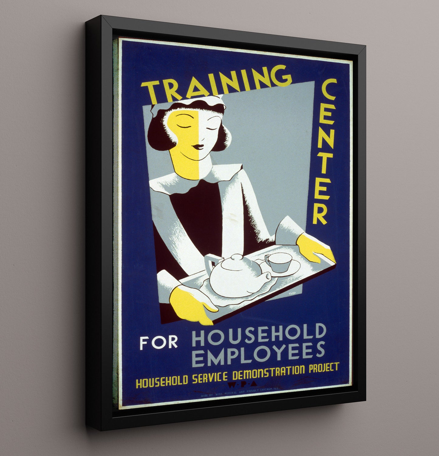 Household Employee Training Center Vintage WPA Wall Art - 16x20 Framed Canvas