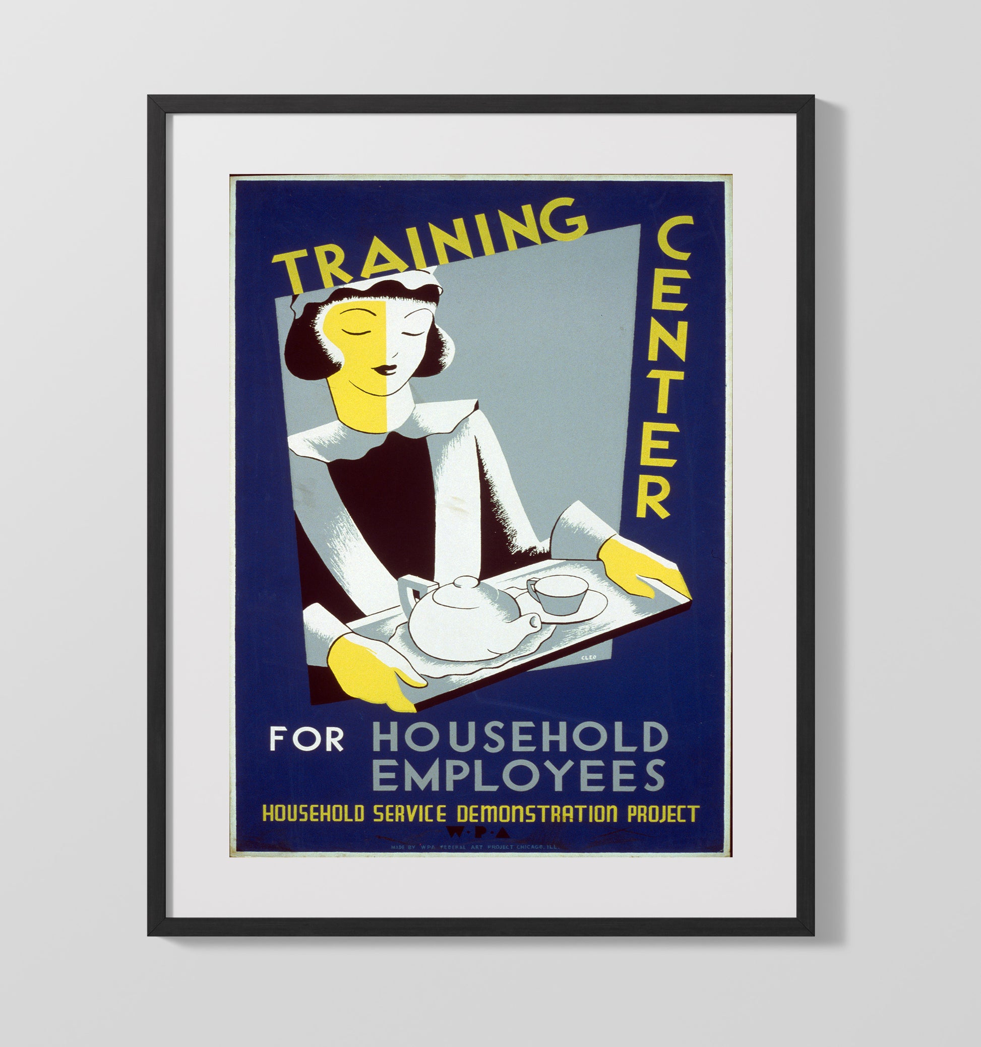 Household Employee Training Center Vintage WPA Wall Art - 16x20 Gallery Frame