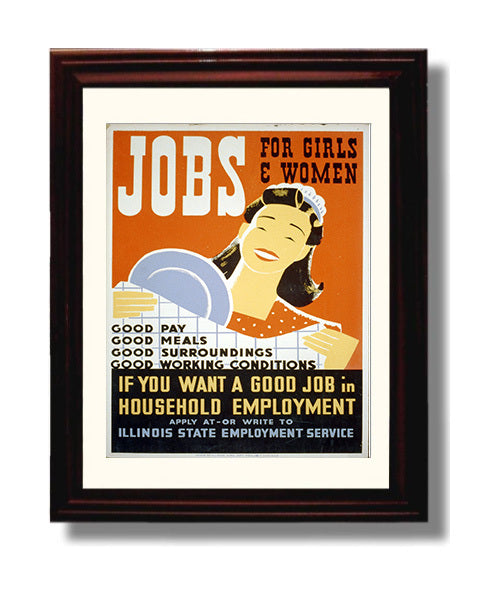 Jobs for Girls and Women - Good jobs good vibes Vintage WPA Wall Art - 8x10 Beveled Frame