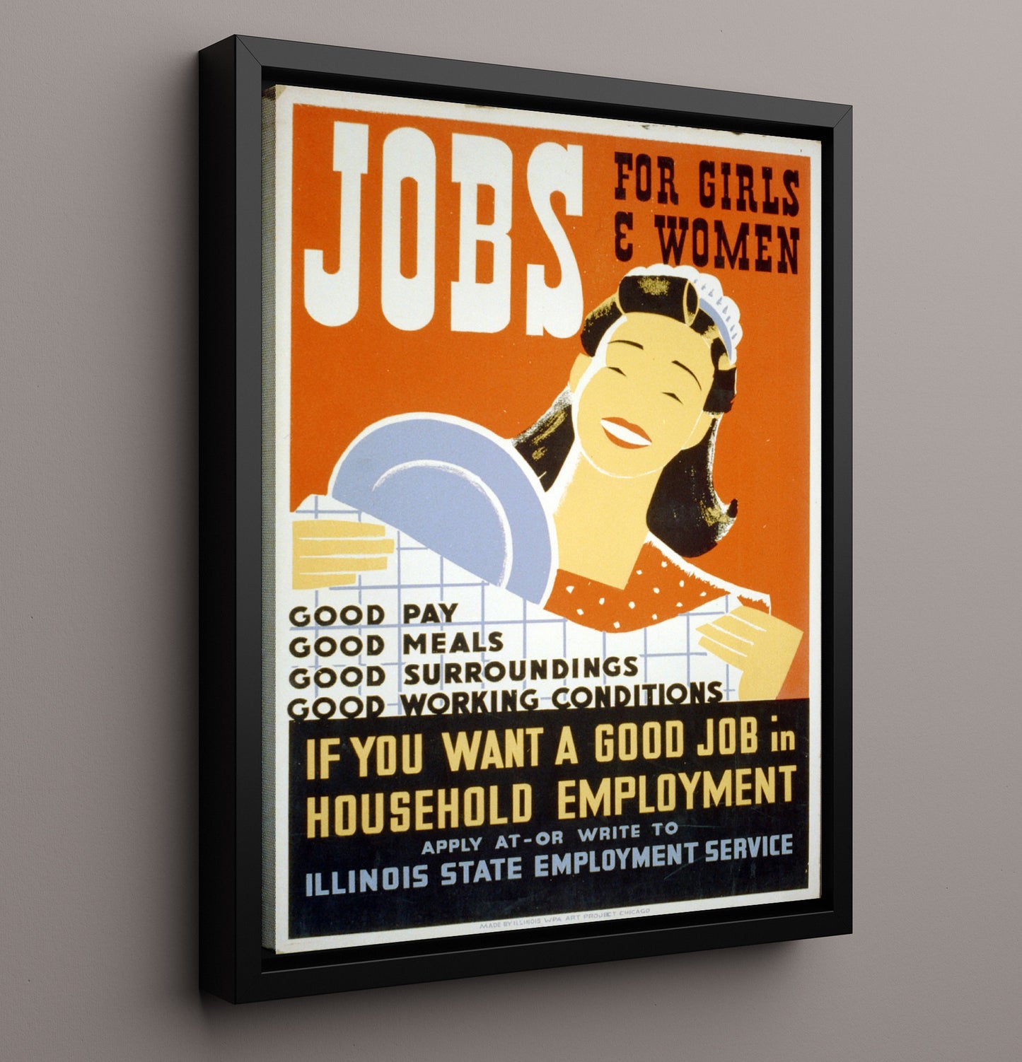 Jobs for Girls and Women - Good jobs good vibes Vintage WPA Wall Art - 16x20 Framed Canvas