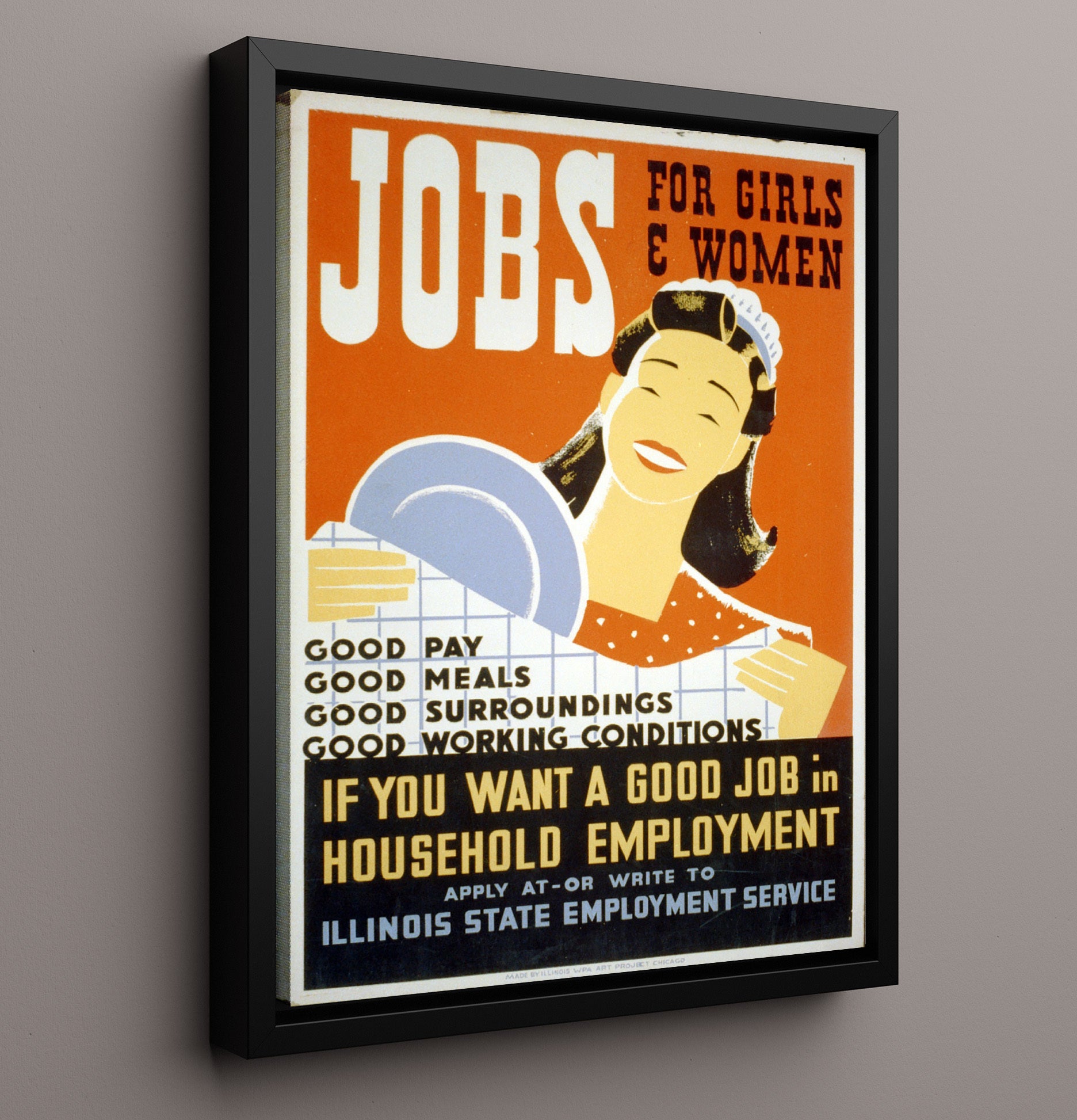 Jobs for Girls and Women - Good jobs good vibes Vintage WPA Wall Art - 16x20 Framed Canvas