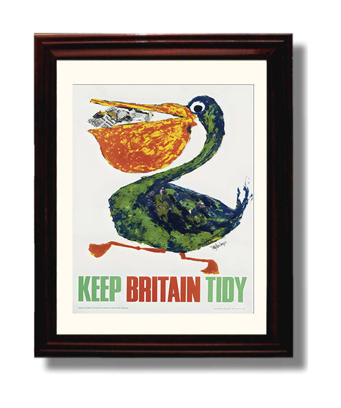 Keep Britain Tidy - Beak Clean Vintage WPA Wall Art - 8x10 Beveled Frame