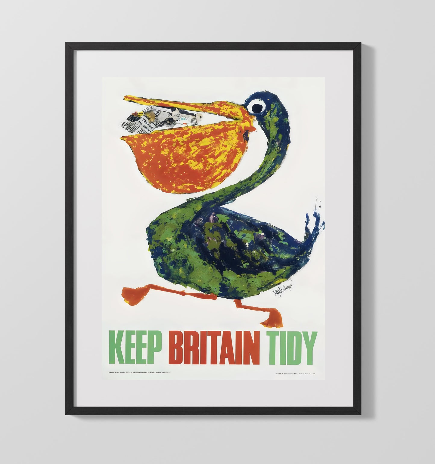 Keep Britain Tidy - Beak Clean Vintage WPA Wall Art - 16x20 Gallery Frame
