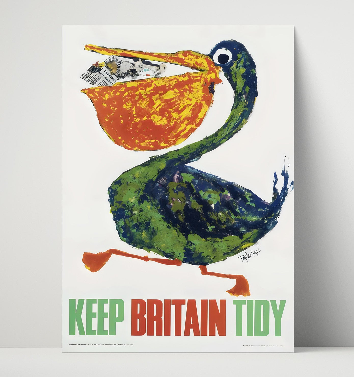 Keep Britain Tidy - Beak Clean Vintage WPA Wall Art - 16x20 Unframed Print
