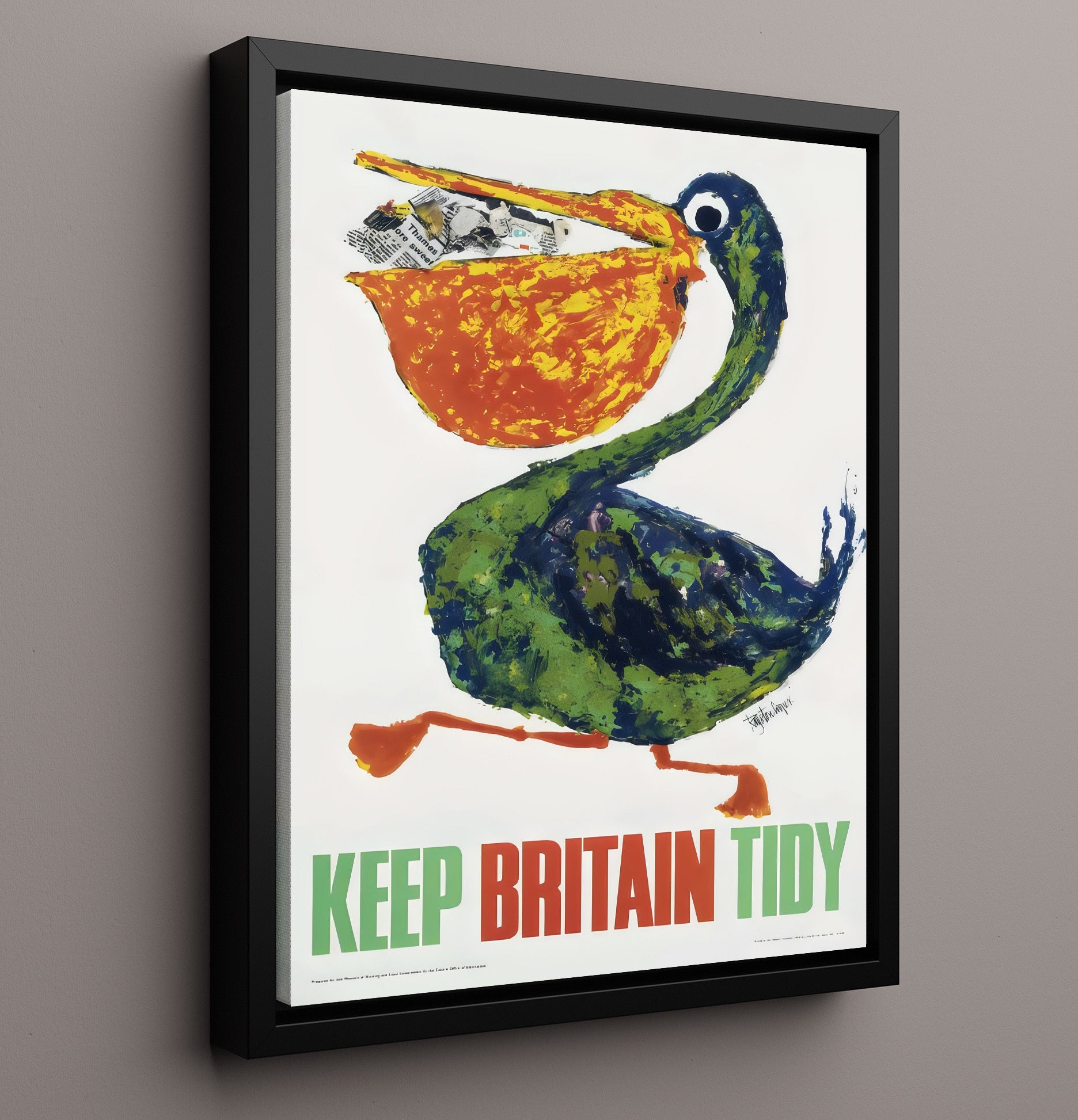 Keep Britain Tidy - Beak Clean Vintage WPA Wall Art - 16x20 Framed Canvas