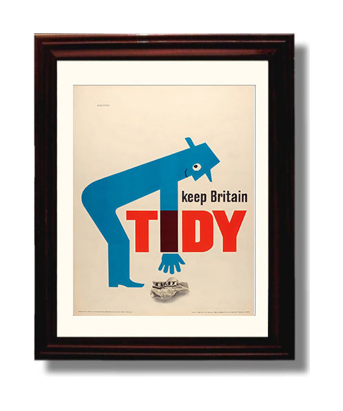 Keep Britain Tidy - Bin Win Vintage WPA Wall Art - 8x10 Beveled Frame