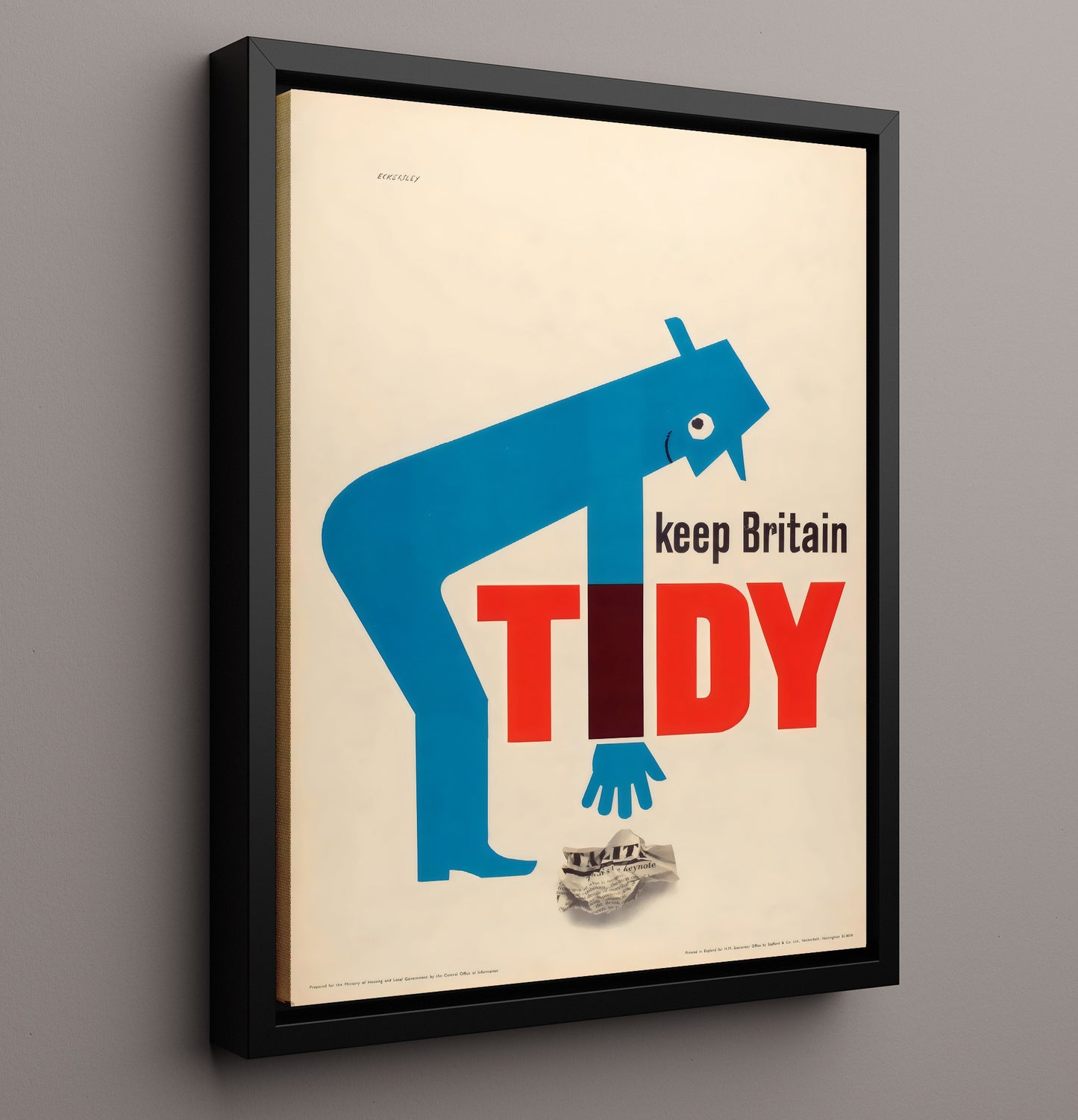 Keep Britain Tidy - Bin Win Vintage WPA Wall Art - 16x20 Framed Canvas