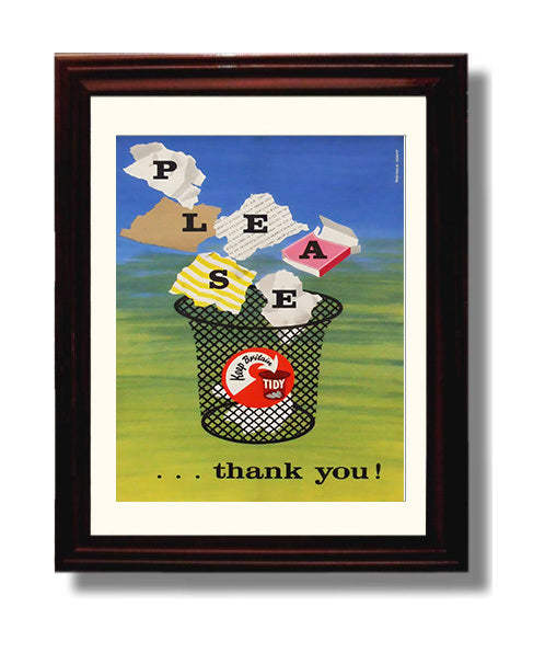 Keep Britain Tidy - Trash Talk Vintage WPA Wall Art - 8x10 Beveled Frame