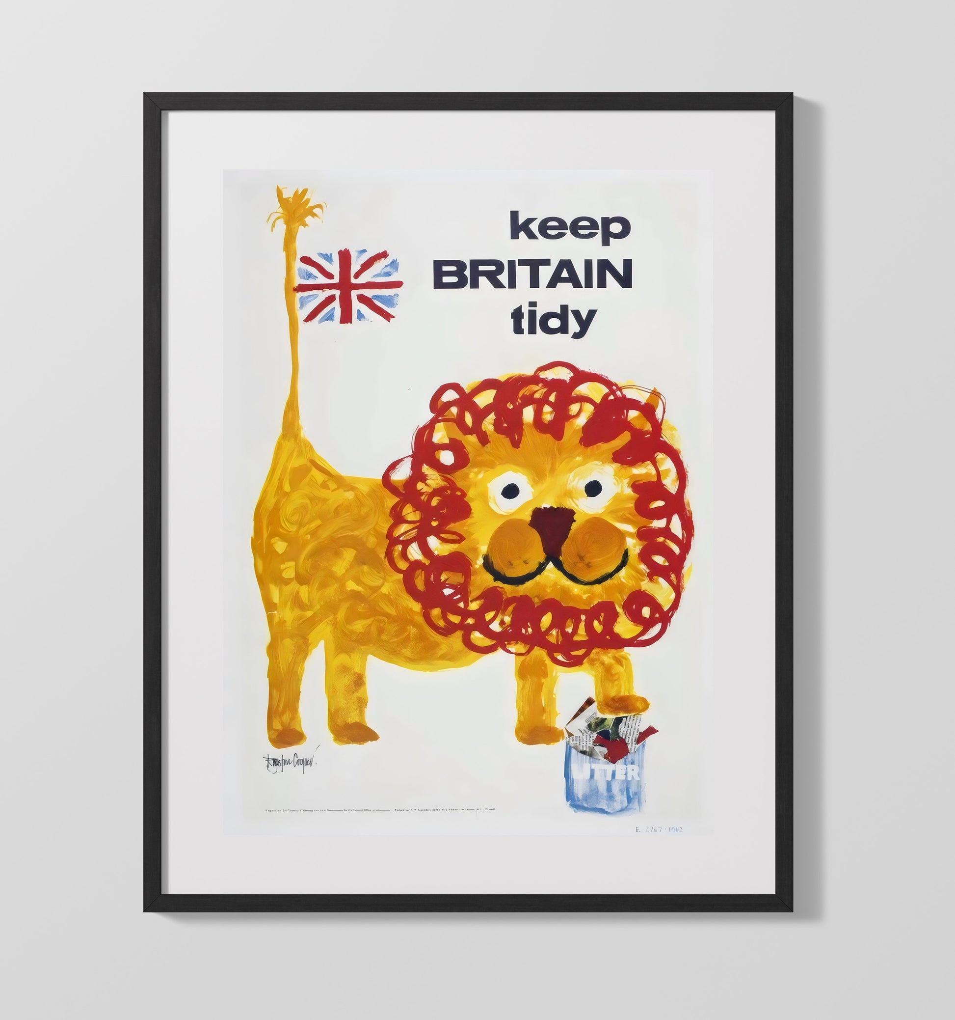 Keep Britain Tidy Lion - Roaring Clean Vintage WPA Wall Art - 16x20 Gallery Frame