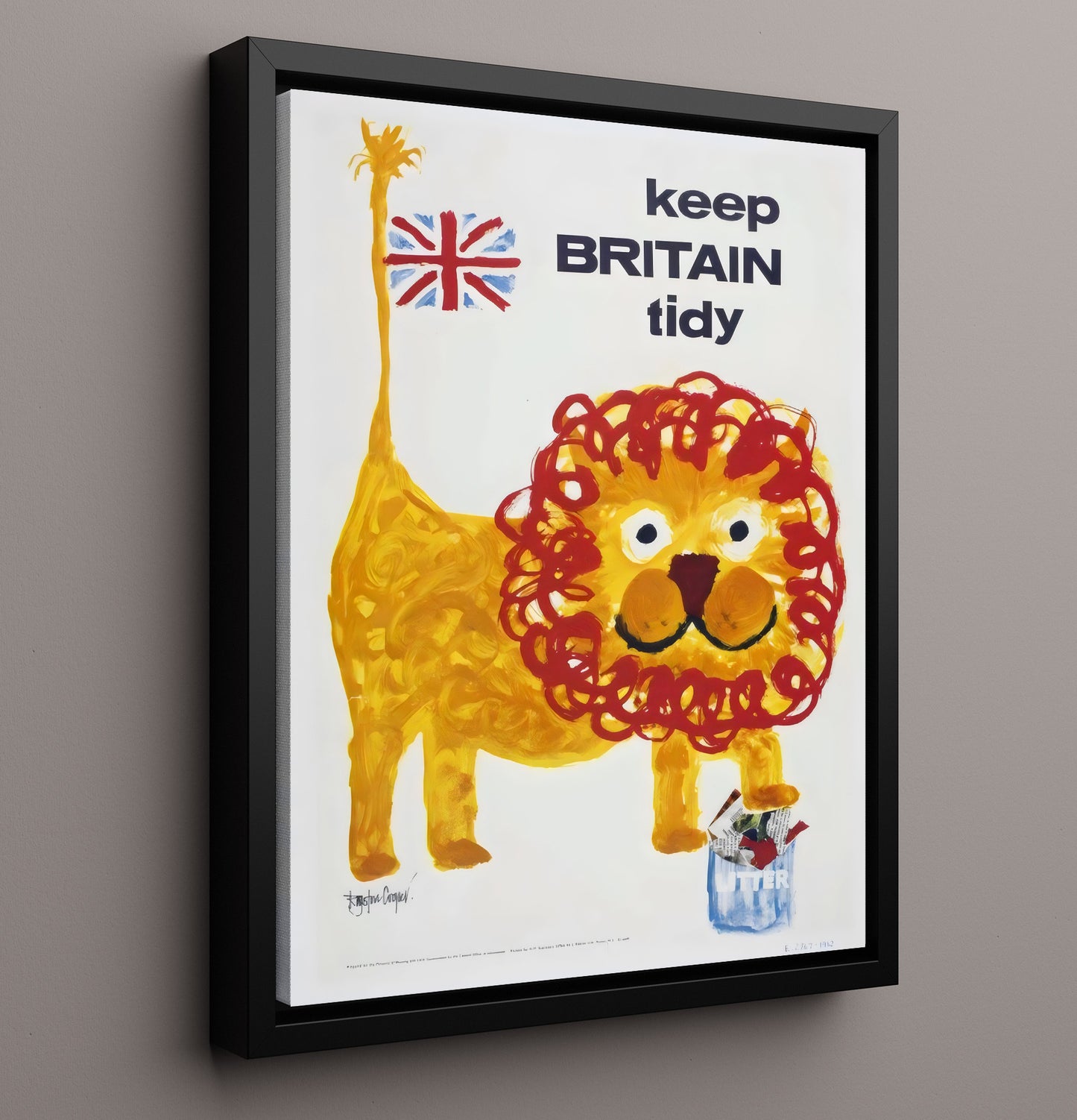 Keep Britain Tidy Lion - Roaring Clean Vintage WPA Wall Art - 16x20 Framed Canvas