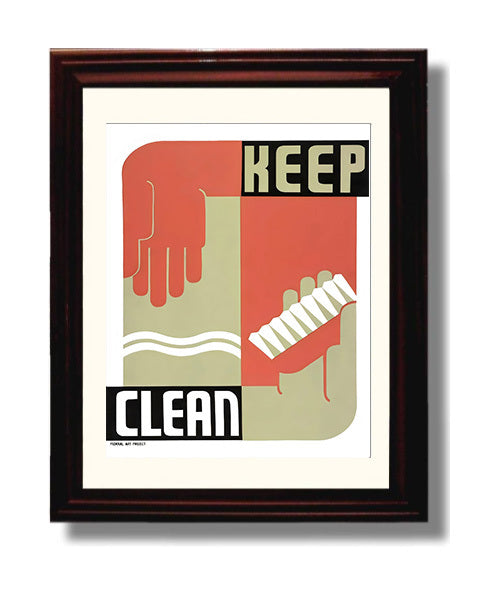 Keep Clean - Soap and Duty Vintage WPA Wall Art - 8x10 Beveled Frame