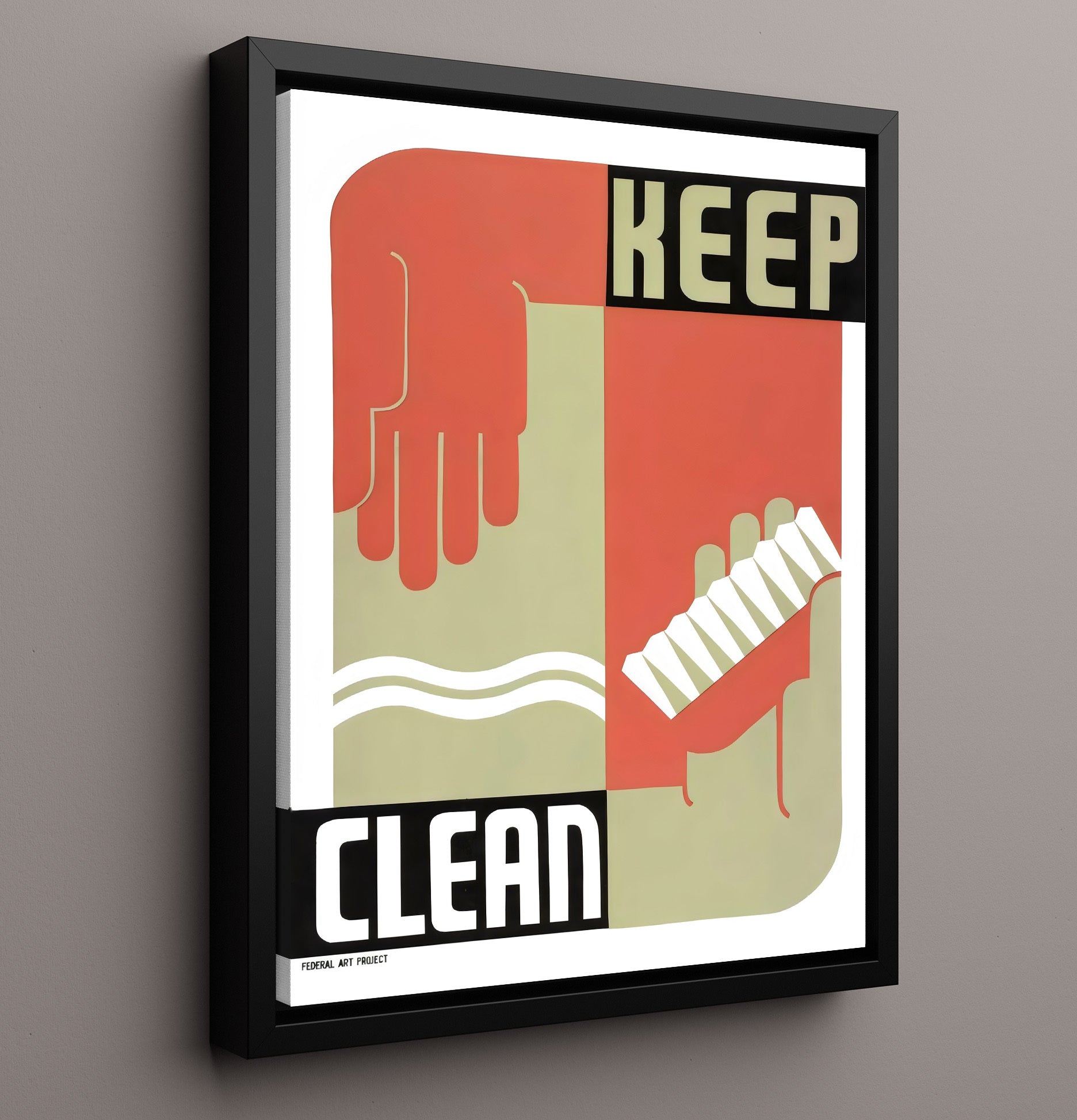 Keep Clean - Soap and Duty Vintage WPA Wall Art - 16x20 Framed Canvas