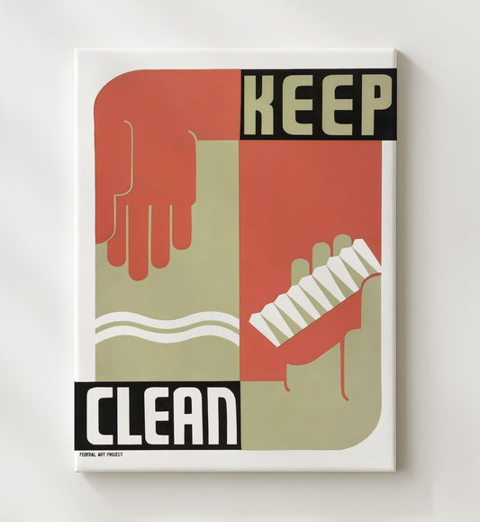 Keep Clean - Soap and Duty WPA poster wall art 8x10 Canvas
