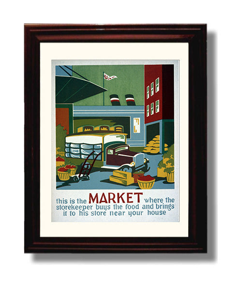 Market Vintage WPA Wall Art - 8x10 Beveled Frame
