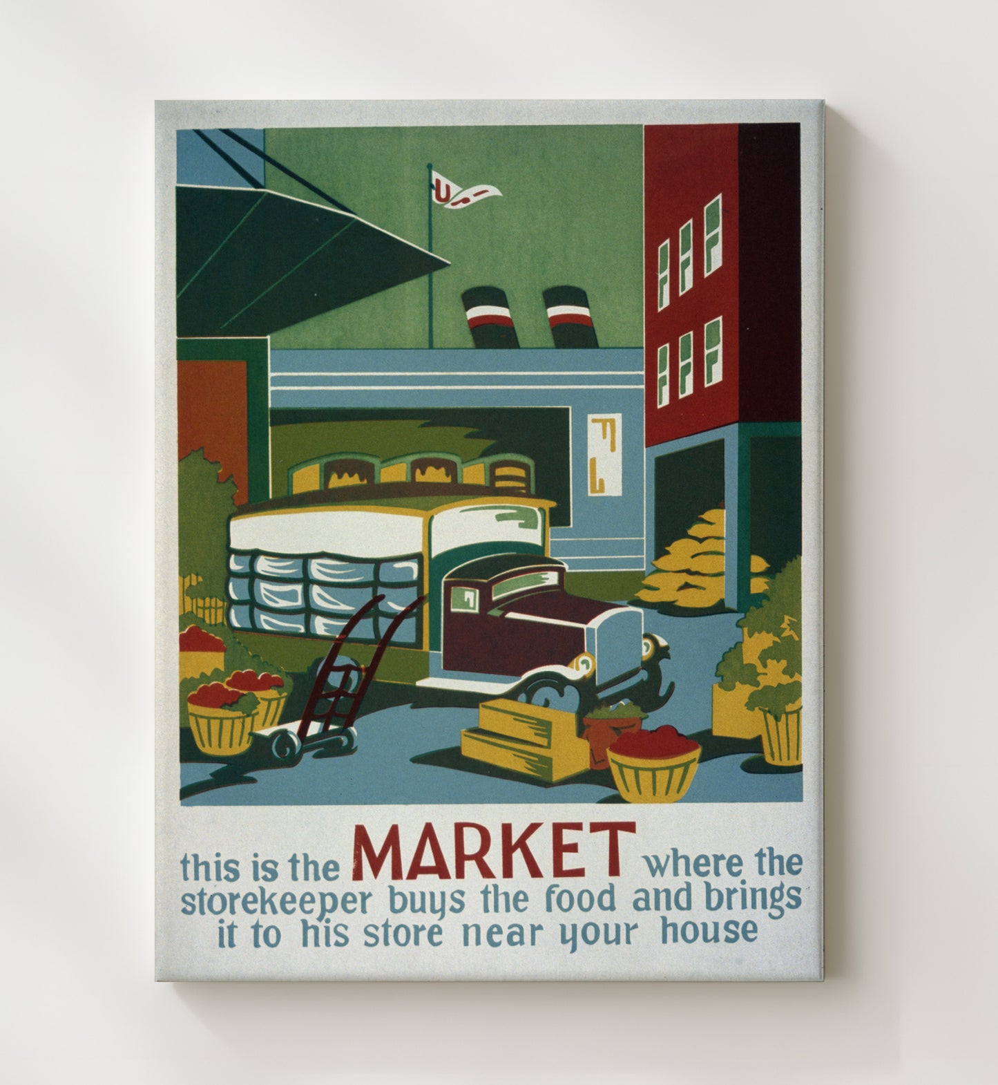 Market Vintage WPA Wall Art - 20x24 Canvas