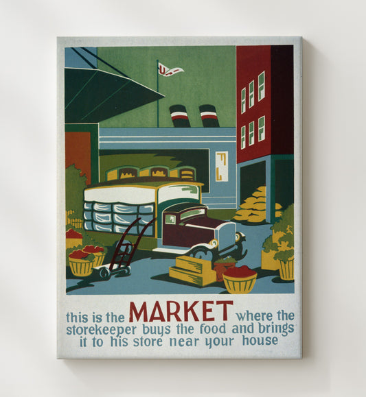 Market WPA poster wall art 8x10 Canvas