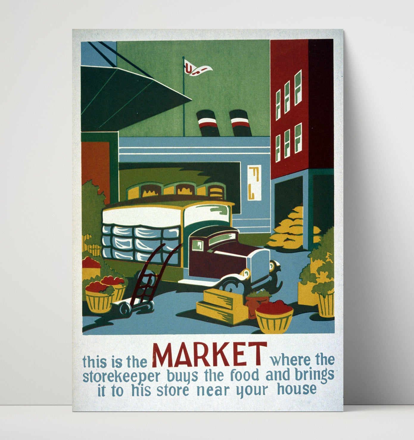 Market Vintage WPA Wall Art - 16x20 Unframed Print