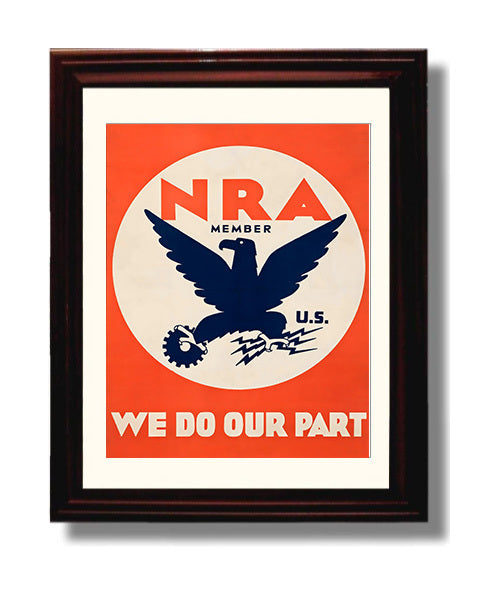 NRA We Do Our Part - Eagle Pride Vintage WPA Wall Art - 8x10 Beveled Frame