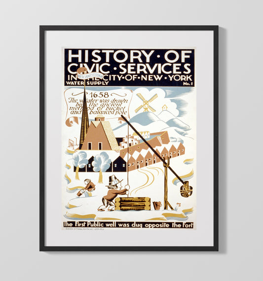 New York Water Supply 1658 - First bucket brigade - WPA - 16x20 Gallery Frame