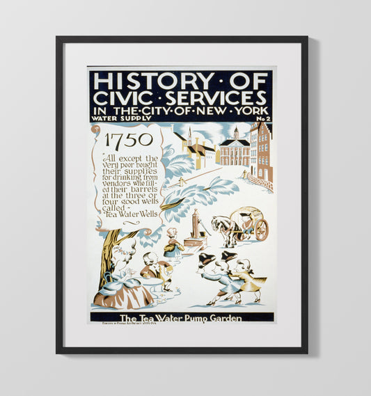 New York Water Supply 1750 - Hydration nation - WPA - 16x20 Gallery Frame