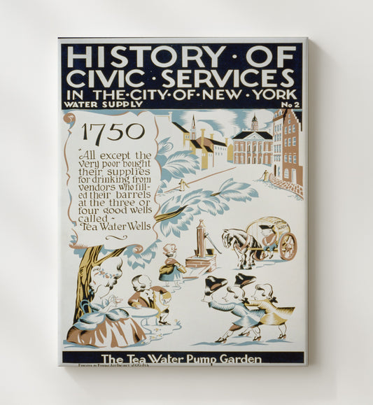 New York Water Supply 1750 - Hydration nation WPA poster wall art 8x10 Canvas