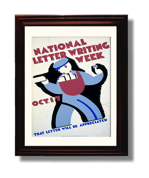 National Letter Writing Week - Mail it like you mean it Vintage WPA Wall Art - 8x10 Beveled Frame