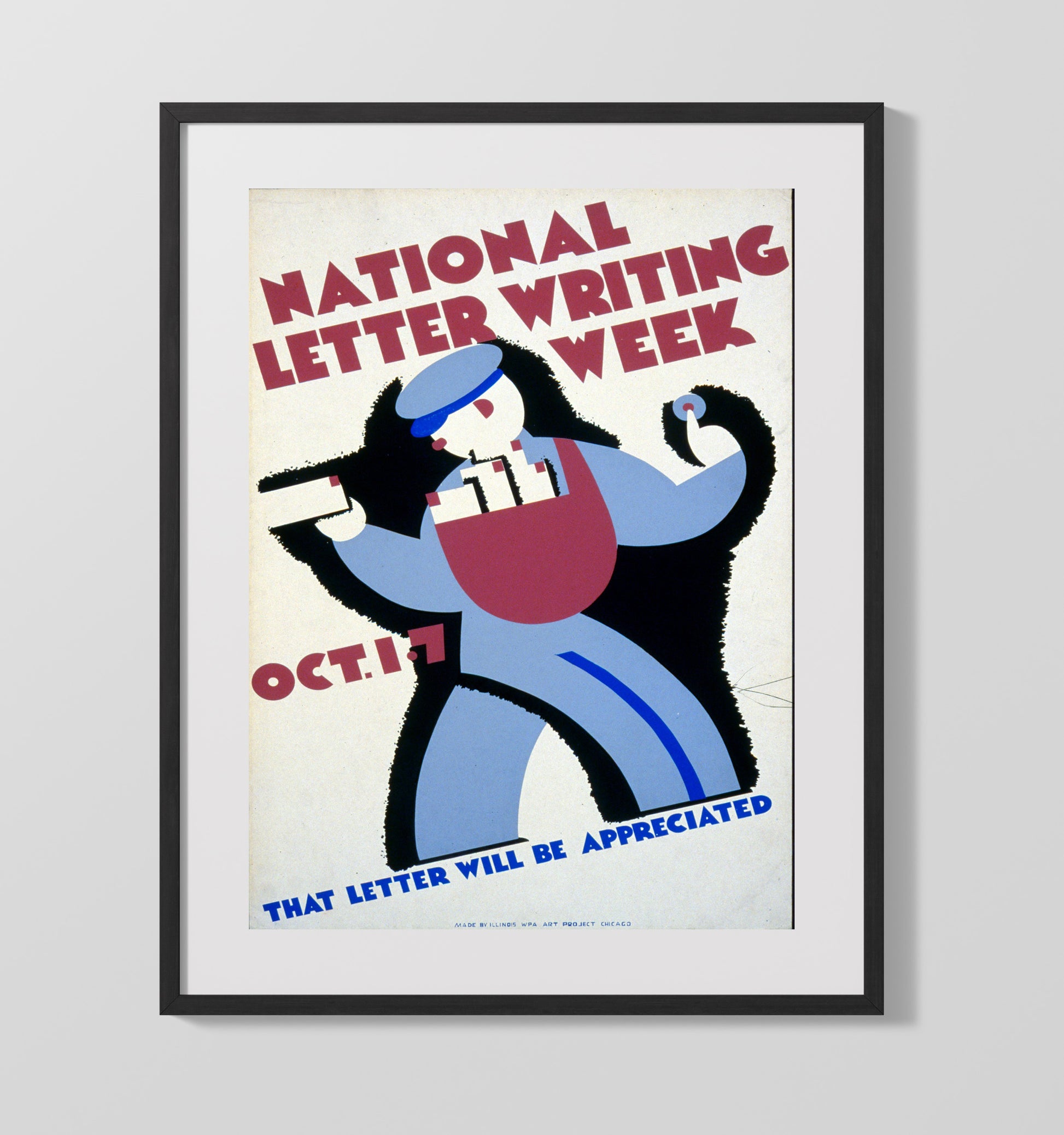 National Letter Writing Week - Mail it like you mean it Vintage WPA Wall Art - 16x20 Gallery Frame