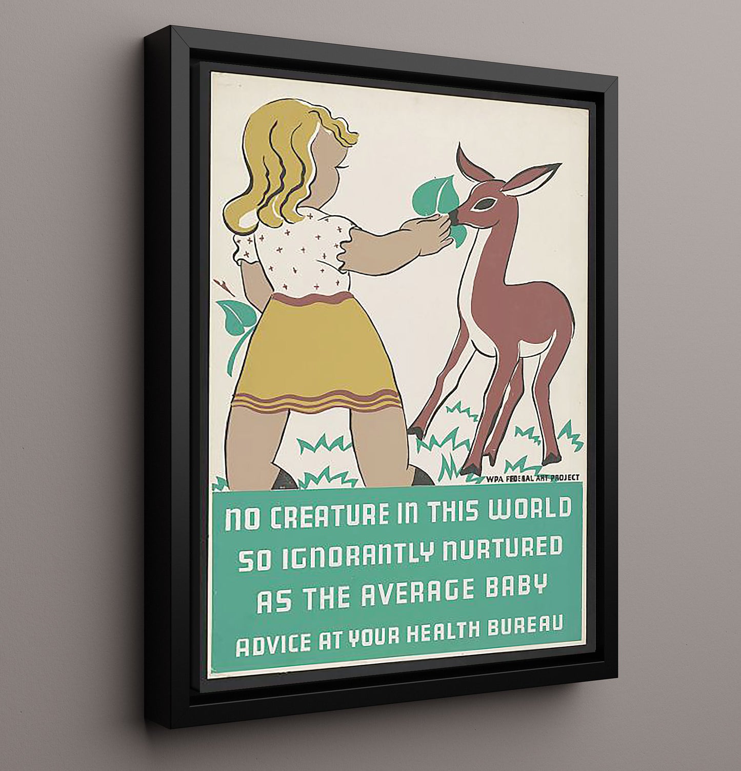 No Creature Vintage WPA Wall Art - 16x20 Framed Canvas