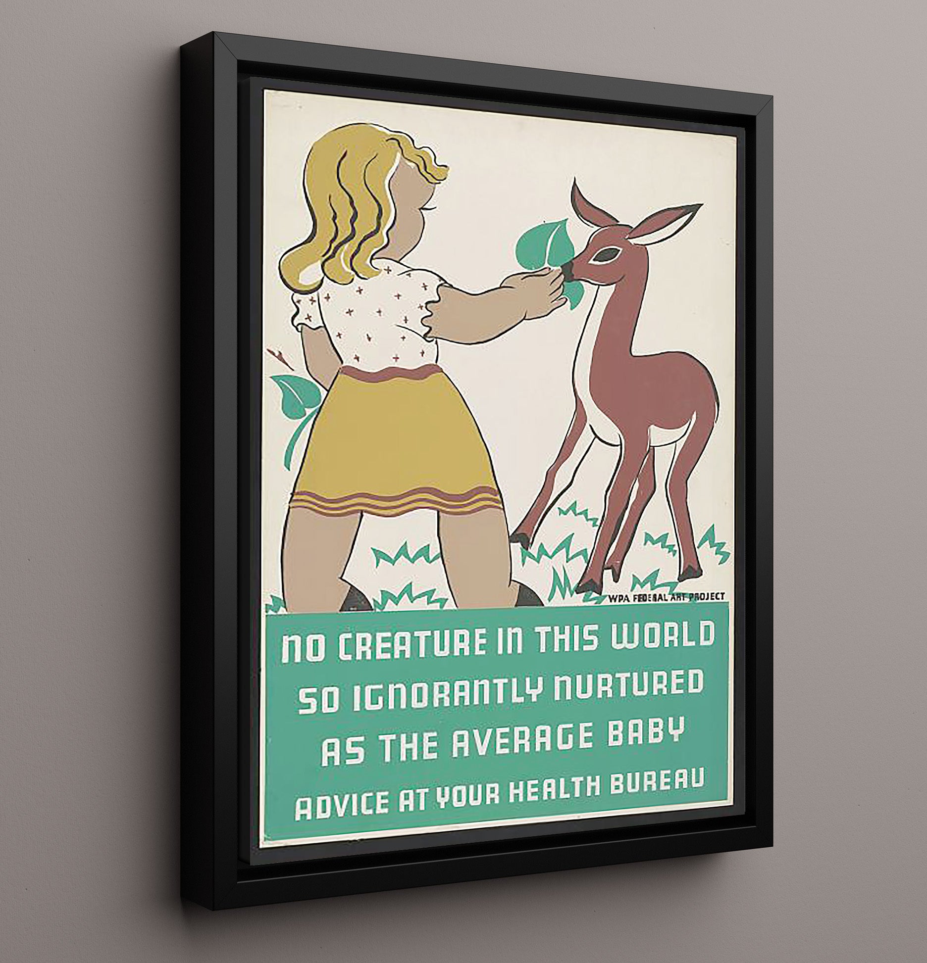 No Creature Vintage WPA Wall Art - 16x20 Framed Canvas