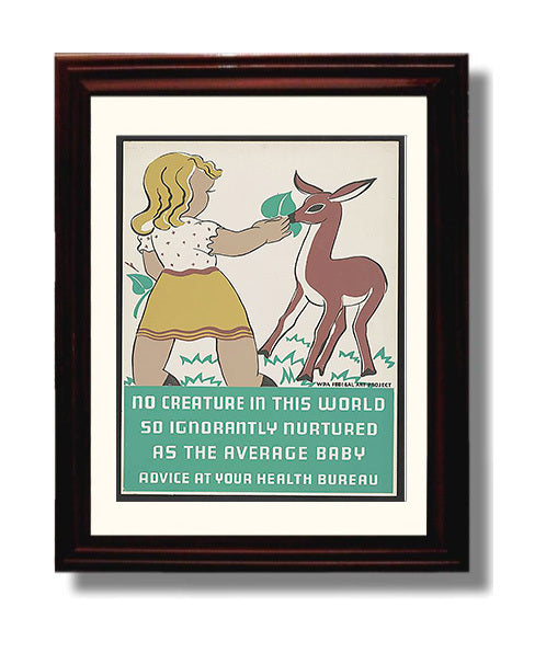 No Creature Vintage WPA Wall Art - 8x10 Beveled Frame