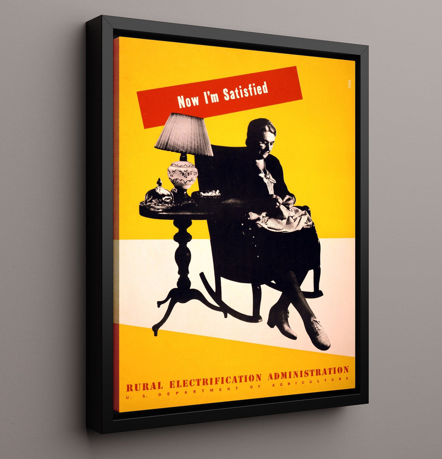 Now Im Satisfied - Power at Home Vintage WPA Wall Art - 16x20 Framed Canvas