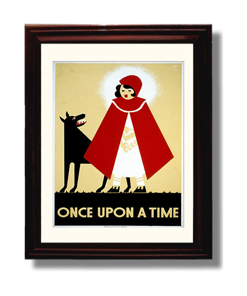 Once Upon a Time - Hood vs. wolf showdown Vintage WPA Wall Art - 8x10 Beveled Frame