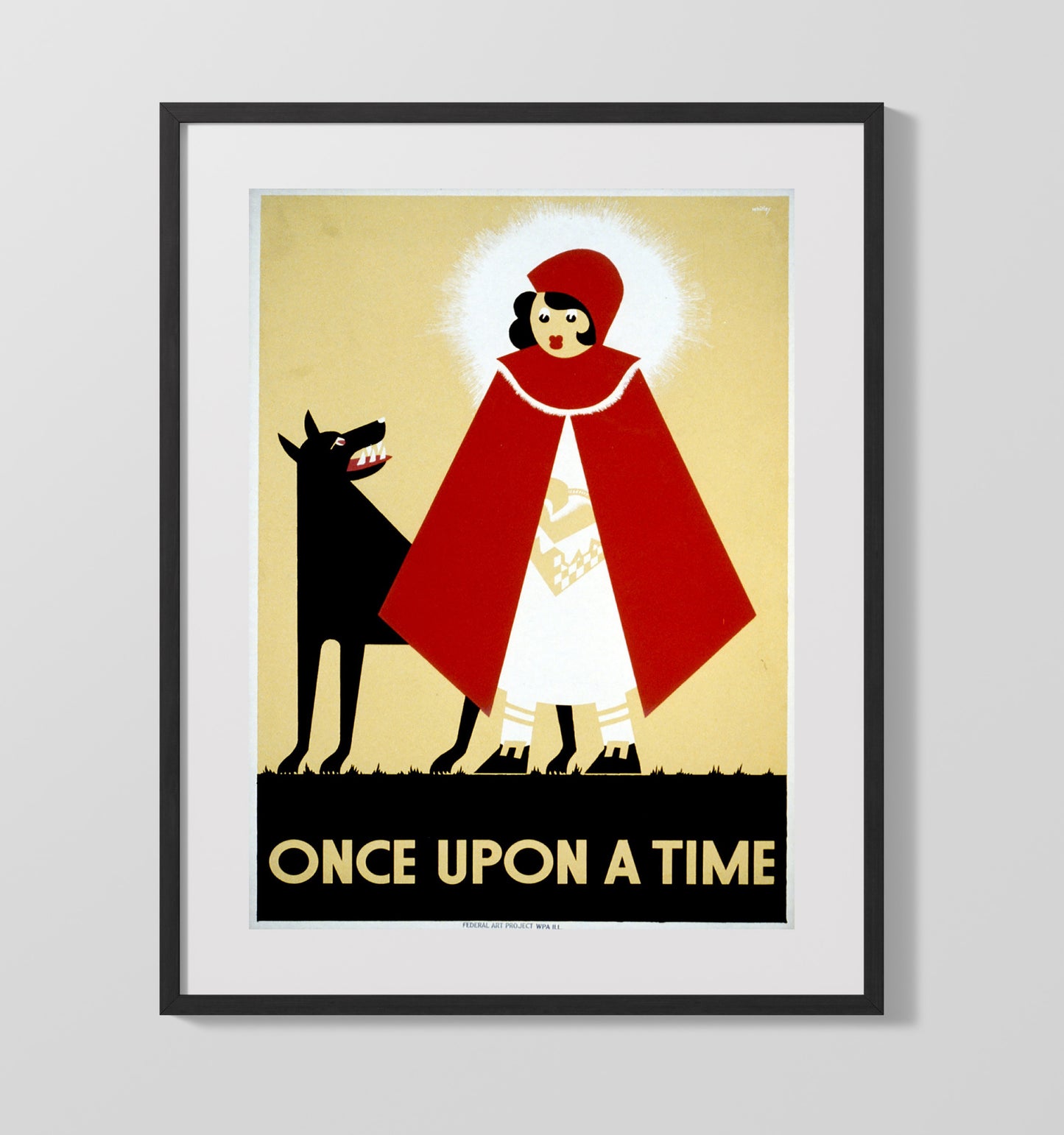 Once Upon a Time - Hood vs. wolf showdown Vintage WPA Wall Art - 16x20 Gallery Frame