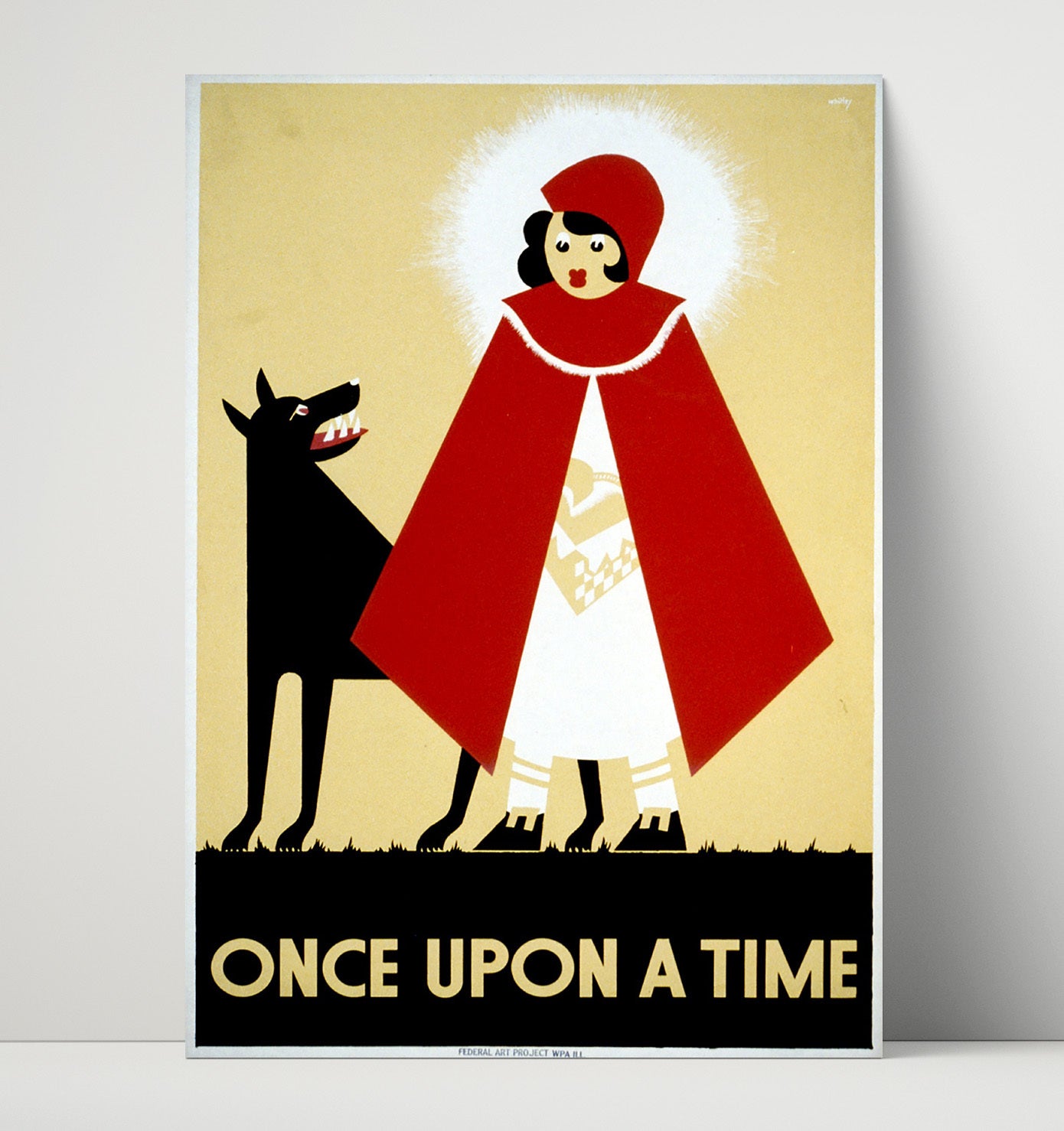 Once Upon a Time - Hood vs. wolf showdown Vintage WPA Wall Art - 16x20 Unframed Print