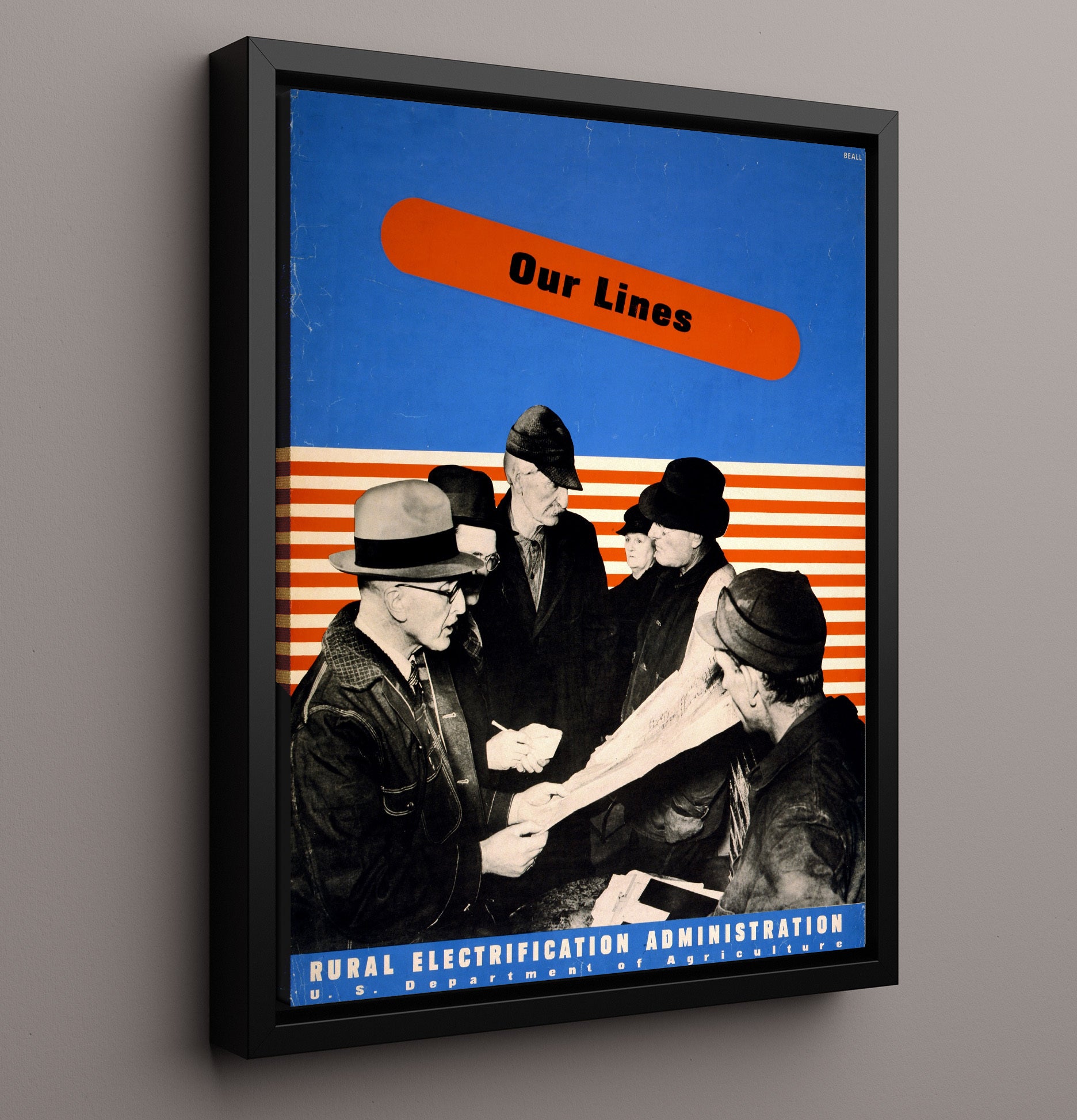 Our Lines - Connected Strength Vintage WPA Wall Art - 16x20 Framed Canvas