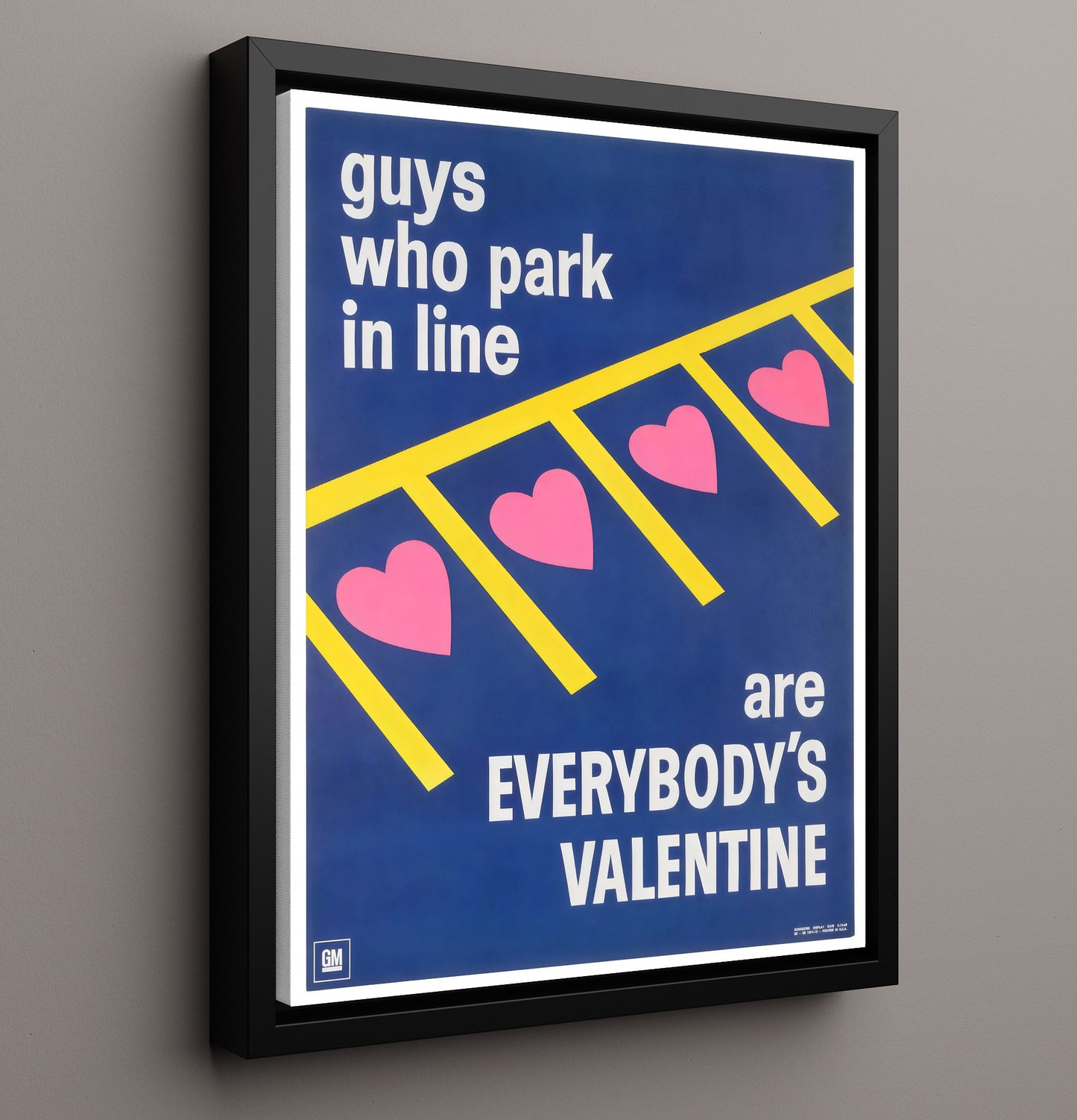 Park in Line - Heartfelt Parking Vintage WPA Wall Art - 16x20 Framed Canvas