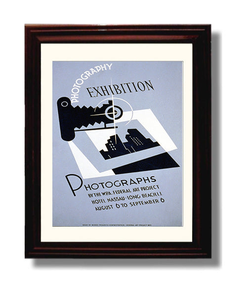 Photography Exhibition - Framed in history Vintage WPA Wall Art - 8x10 Beveled Frame