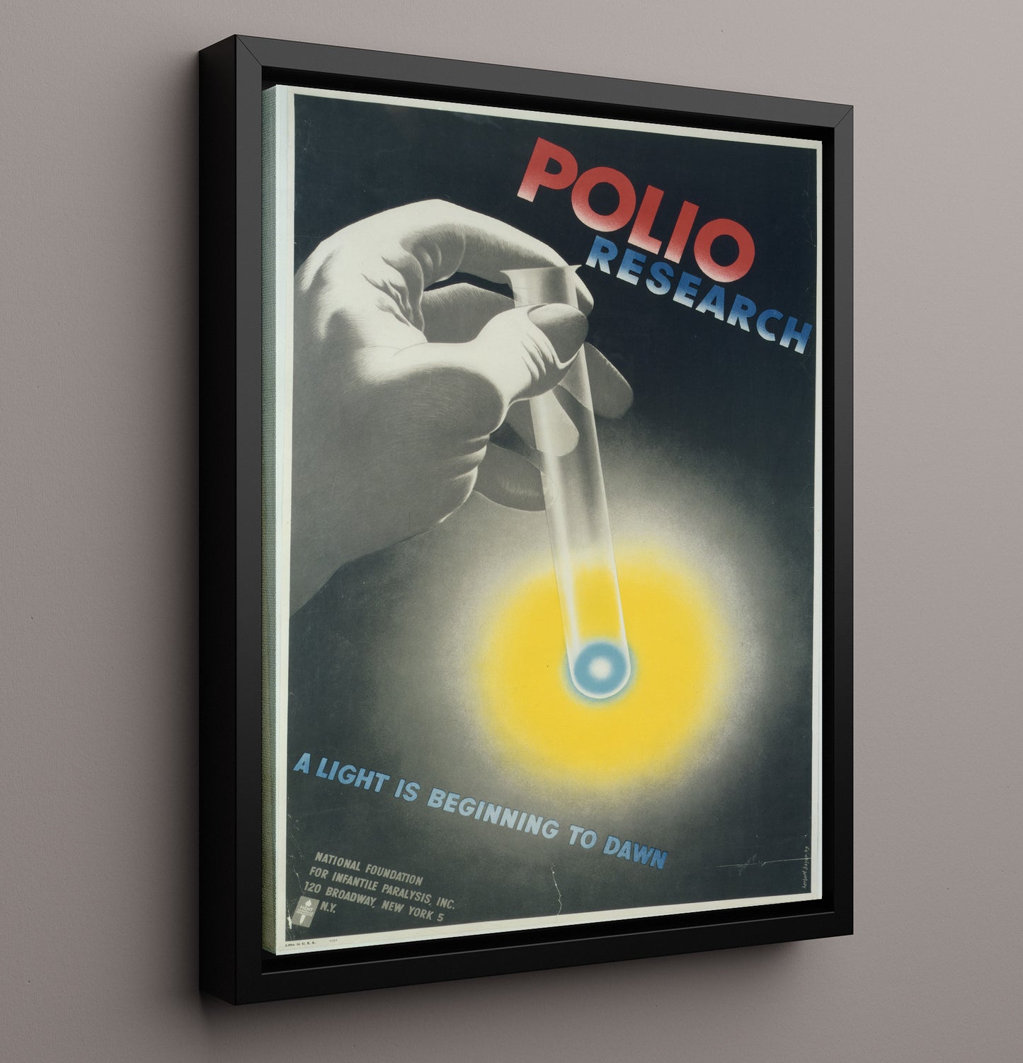 Polio Vaccine Vintage WPA Wall Art - 16x20 Framed Canvas