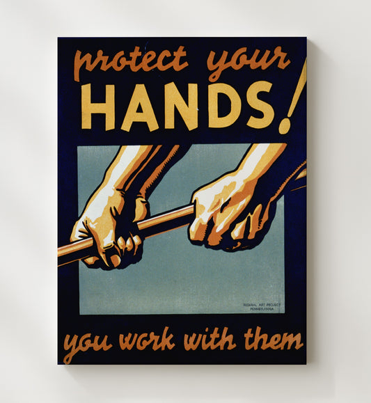 Public Health Protect Your Hands WPA poster wall art 8x10 Canvas