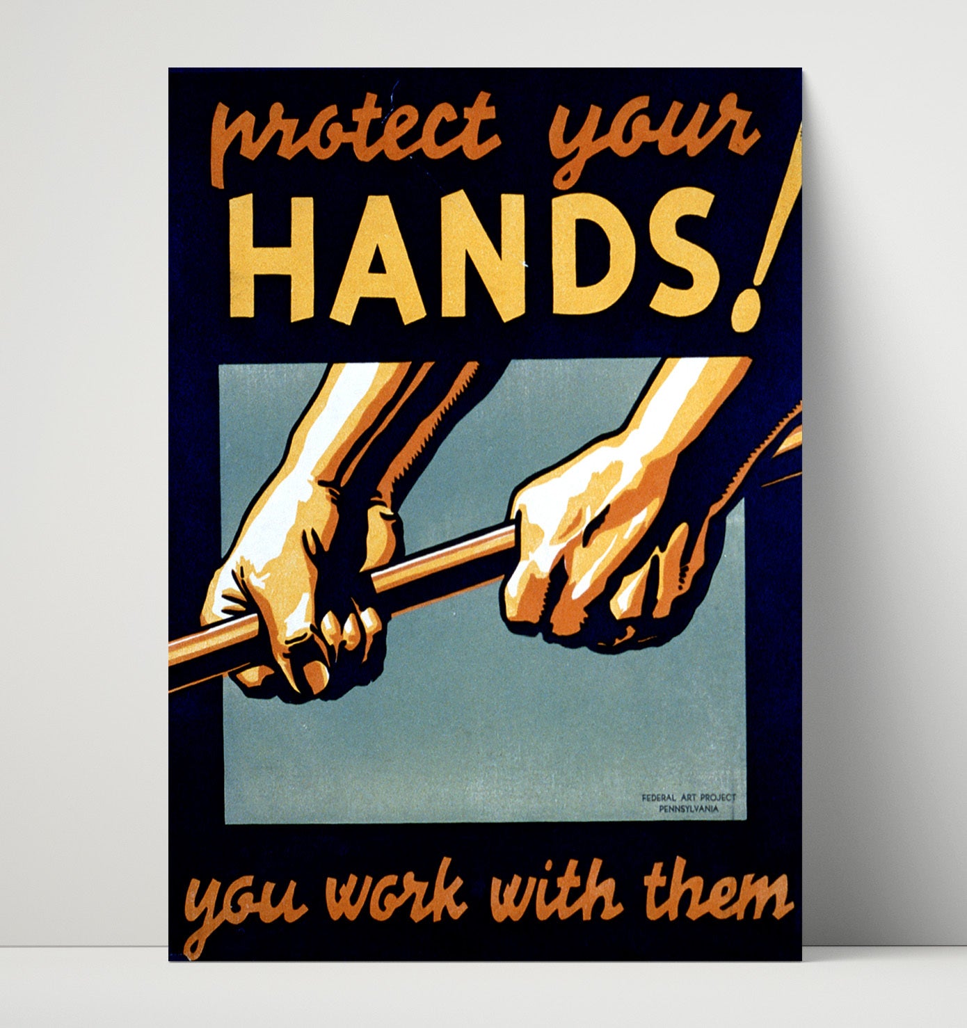 Public Health Protect Your Hands Vintage WPA Wall Art - 16x20 Unframed Print