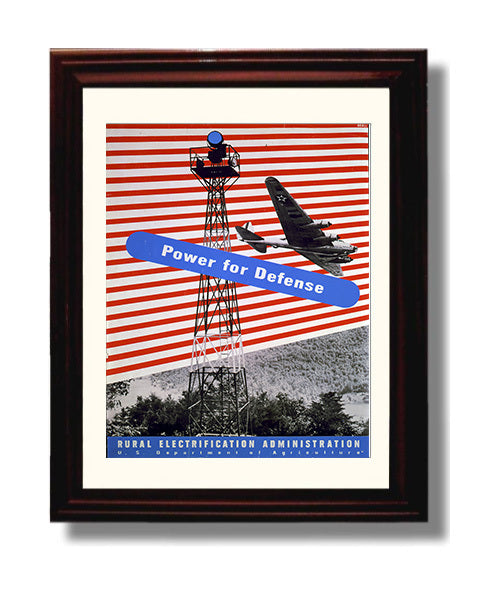 REA Power for Defense Vintage WPA Wall Art - 8x10 Beveled Frame