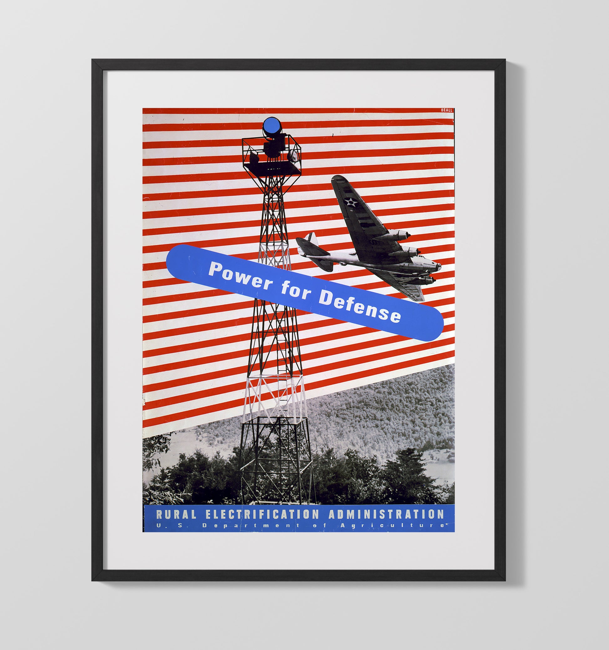 REA Power for Defense Vintage WPA Wall Art - 16x20 Gallery Frame