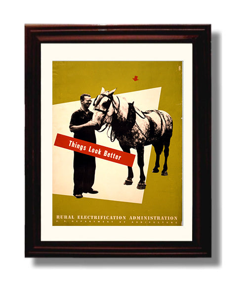 REA Things Look Better Vintage WPA Wall Art - 8x10 Beveled Frame