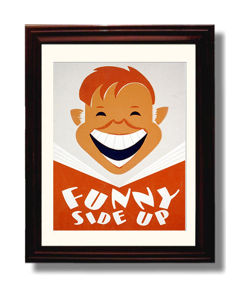 Reading Funny Side Up Vintage WPA Wall Art - 8x10 Beveled Frame