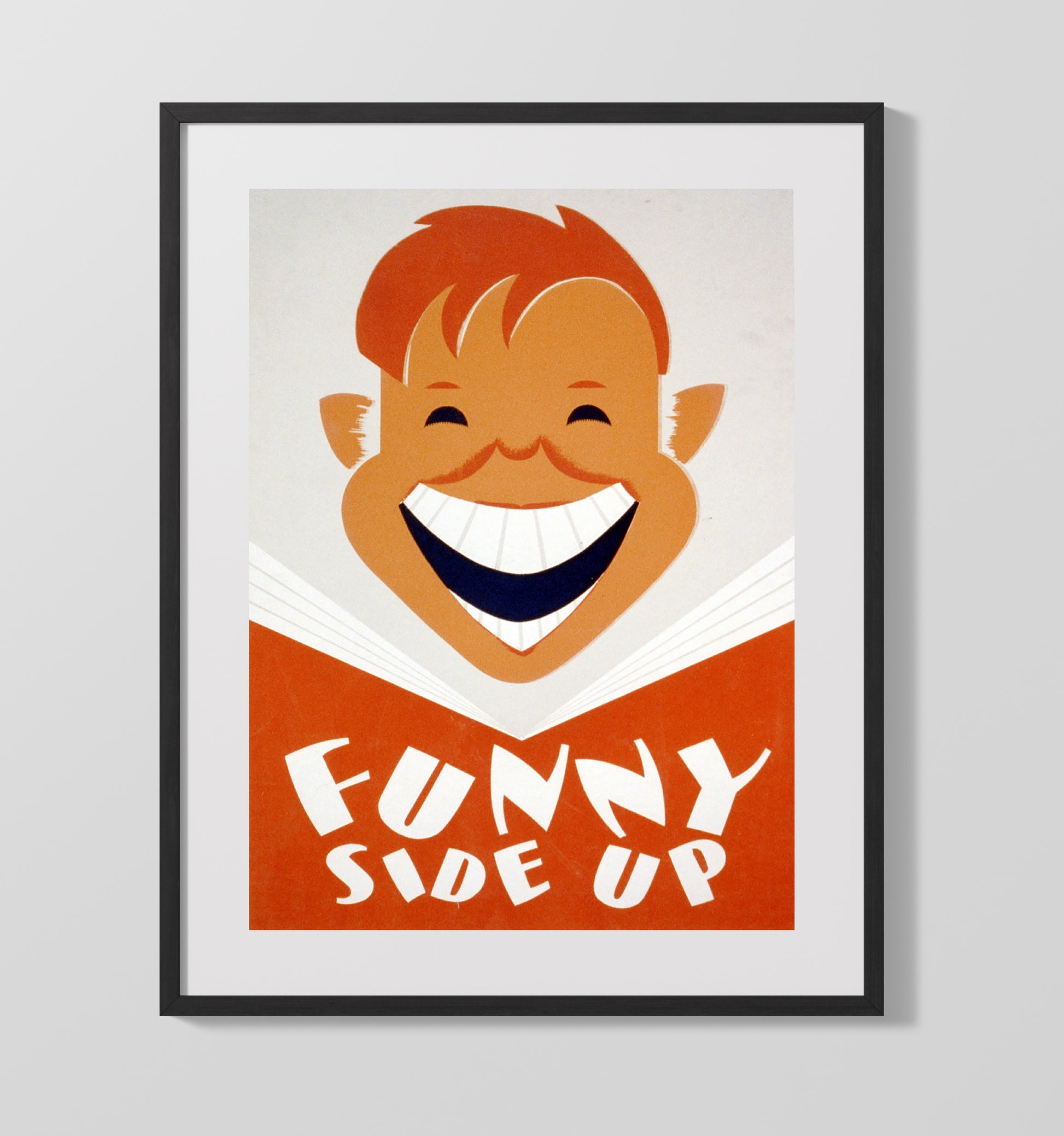Reading Funny Side Up Vintage WPA Wall Art - 16x20 Gallery Frame