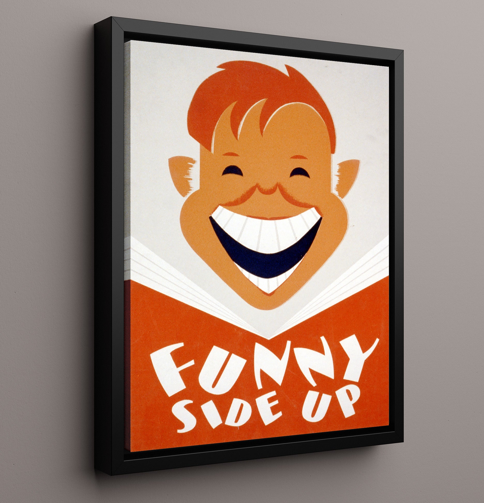 Reading Funny Side Up Vintage WPA Wall Art - 16x20 Framed Canvas