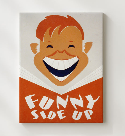 Reading Funny Side Up WPA poster wall art 8x10 Canvas