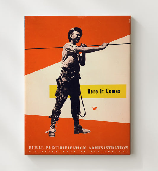 Rural Electrification Here It Comes WPA poster wall art 8x10 Canvas