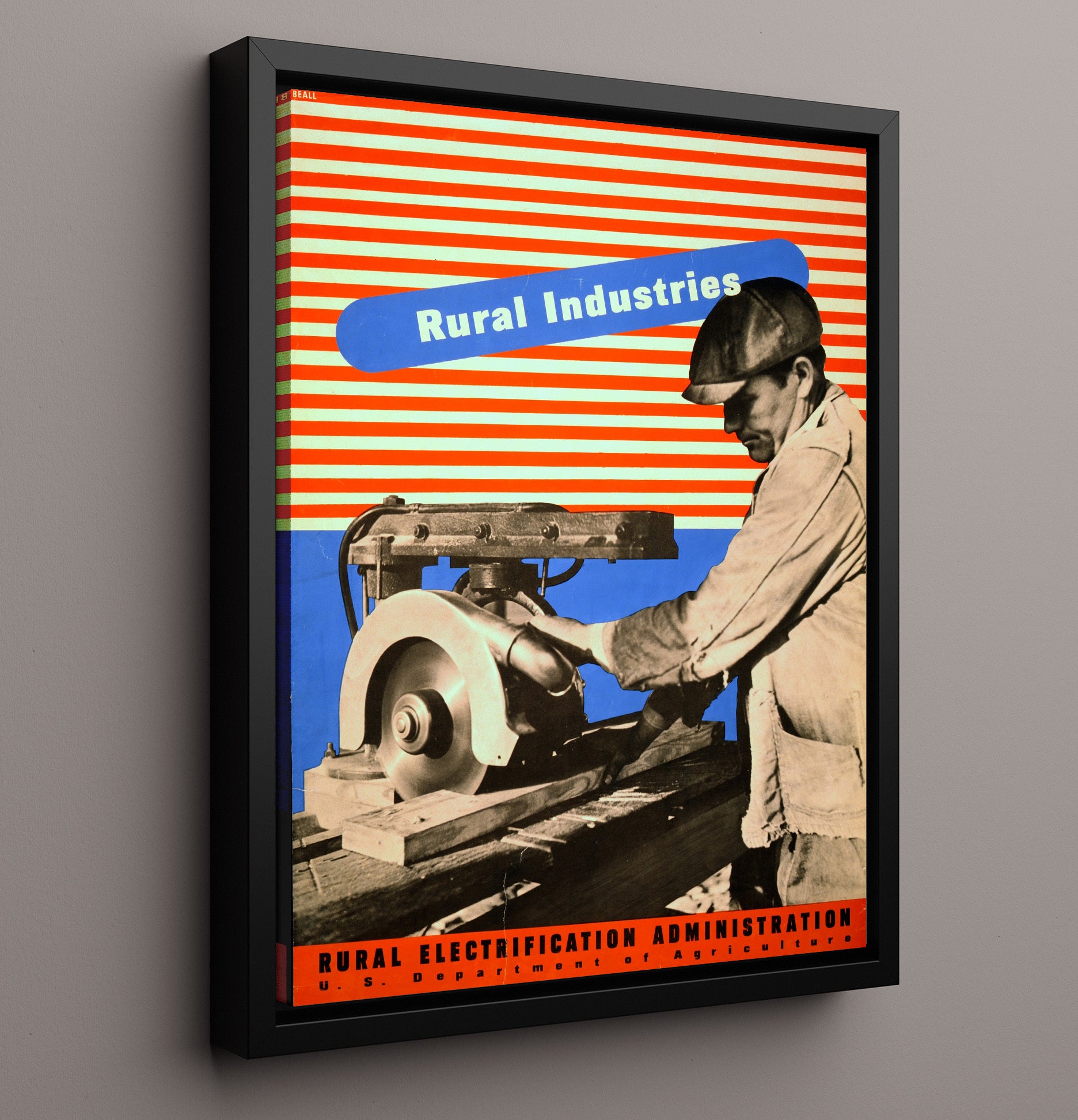 Rural Industries - Work in Progress Vintage WPA Wall Art - 16x20 Framed Canvas
