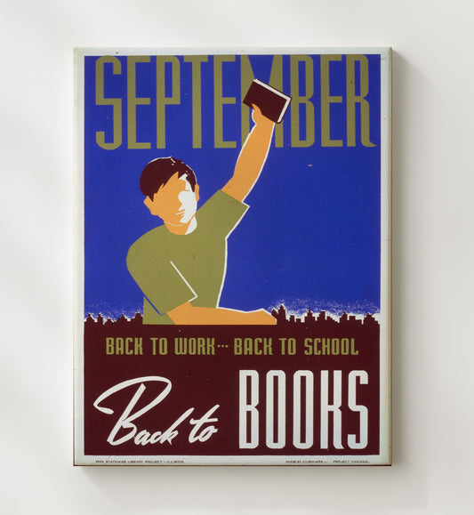 September Books - Back to Books WPA poster wall art 8x10 Canvas